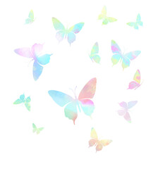 Fototapeta premium flying butterflies, rainbow illustration
