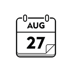 calender icon, 27 august icon with white background