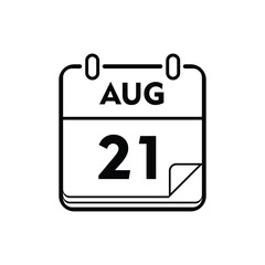 calender icon, 21 august icon with white background