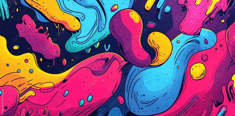 Poster abstract vibrant colorful fluid shapes create a playful background