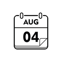 calender icon, 04 august icon with white background
