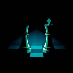 Chess Pieces in Shadow