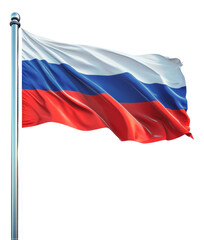 PNG Waving Russia Flag Flagpole