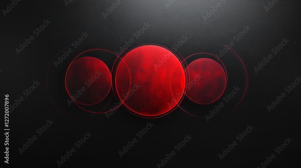 Aufkleber three red circles with translucent borders on dark background