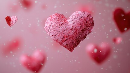 Obraz premium Floating hearts, pink background, love, Valentine's Day graphic