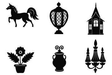home decor set of 6 black silhouette vector differ design
