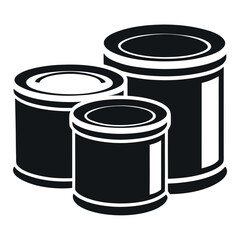  Metal Containers Stacked in a Simple Silhouette Design on a white backgroud