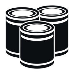  Metal Containers Stacked in a Simple Silhouette Design on a white backgroud