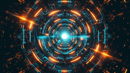 Fototapeta premium Abstract Glowing Portal in Space with Colorful Energy Swirls.