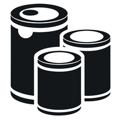  Metal Containers Stacked in a Simple Silhouette Design on a white backgroud