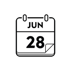 calender icon, 28 june icon with white background