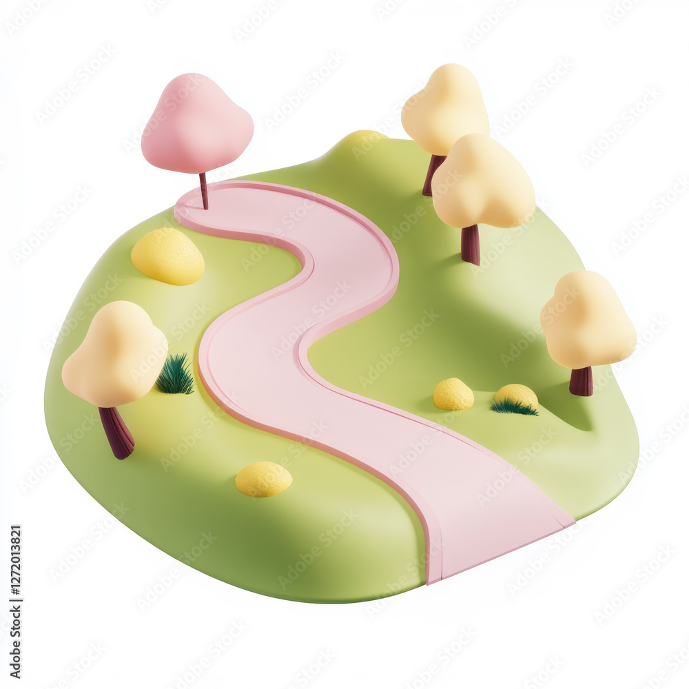 Poster a 3d icon render of a route isolated on the white background