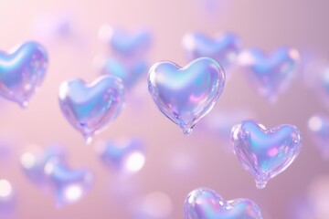 many purple hearts floating in the air