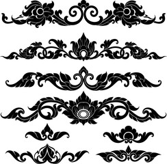 Elegant Thai Ornament Borders and Flourishes Perfect for digital and print designs such as invitations packaging textiles and decorative branding
