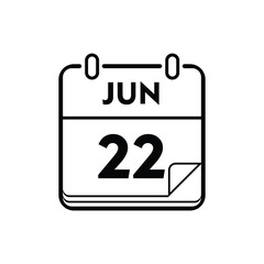 calender icon, 22 june icon with white background