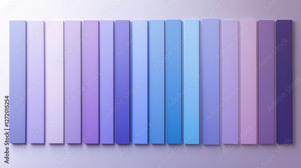 Aufkleber an array of vertical blocks displays gradients of violet hues