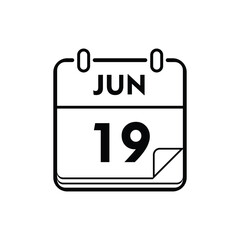 calender icon, 19 june icon with white background