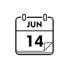 calender icon, 14 june icon with white background