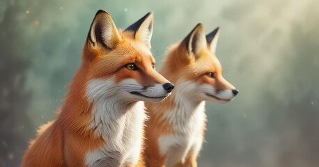 Obraz premium Fox shape painted in a dreamy, ethereal watercolor style on a blurred background, dreamy, enchanting, magical, ethereal, misty