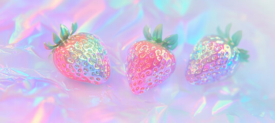 Iridescent strawberries close-up