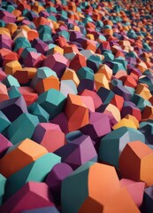 Obraz premium Funky retro geometric shapes in a wavy pattern, background, colorful