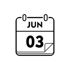 calender icon, 03 june icon with white background