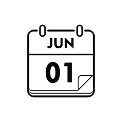 calender icon, 01 june icon with white background
