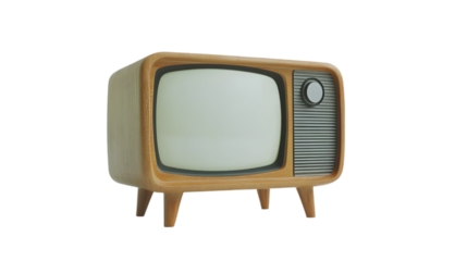 Vintage television with cut-out screen, transparent background, clipping path  -  