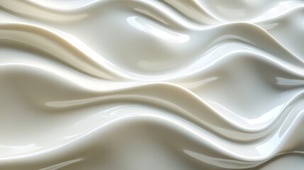 Obraz premium Creamy and glossy fluid forming smooth elegant waves of material