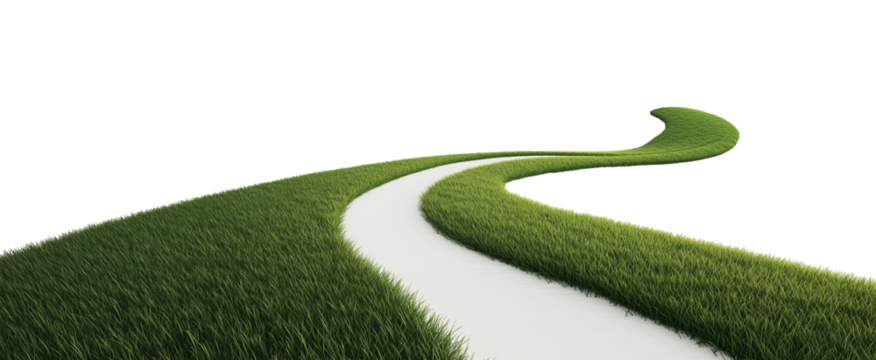 Grass path isolated on transparent background. 3D rendering.  