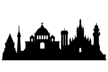 Obraz premium Historical Landmarks Silhouette on white background