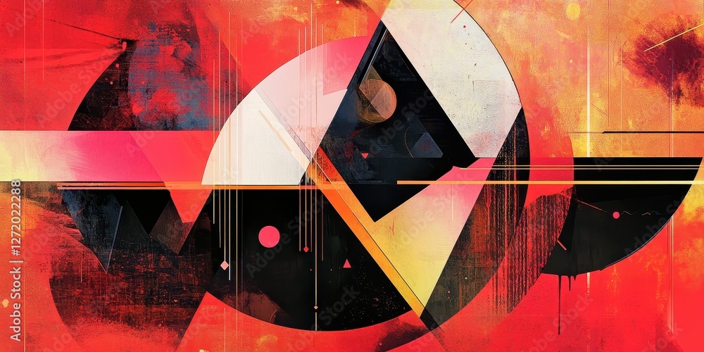 Aufkleber bold abstract composition using geometric shapes and a warm color palette