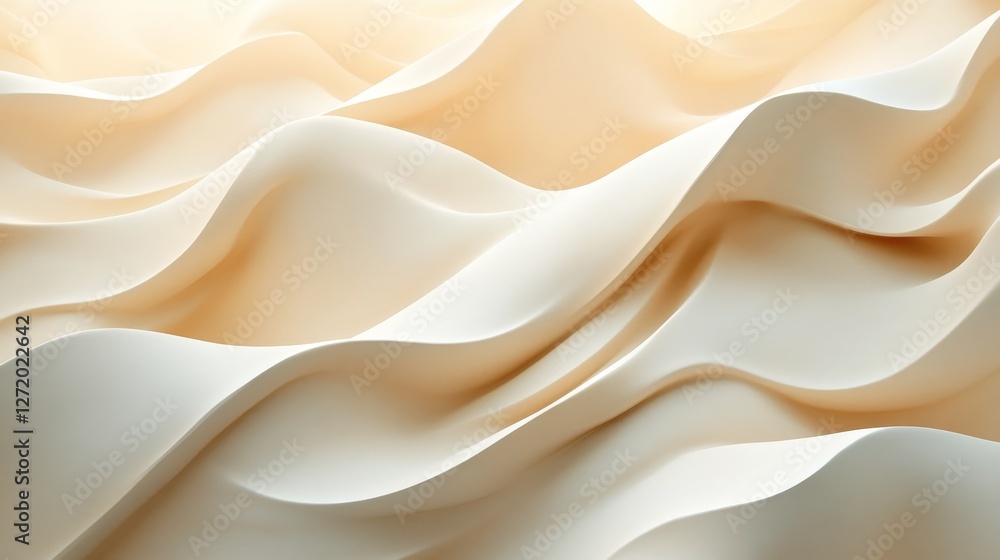 Poster abstract white and beige waves create a smooth flowing background
