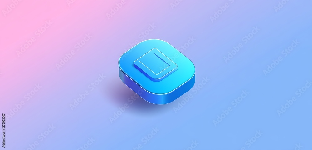 Poster a sleek blue delete vector action icon floating on a high-contrast gradient surface