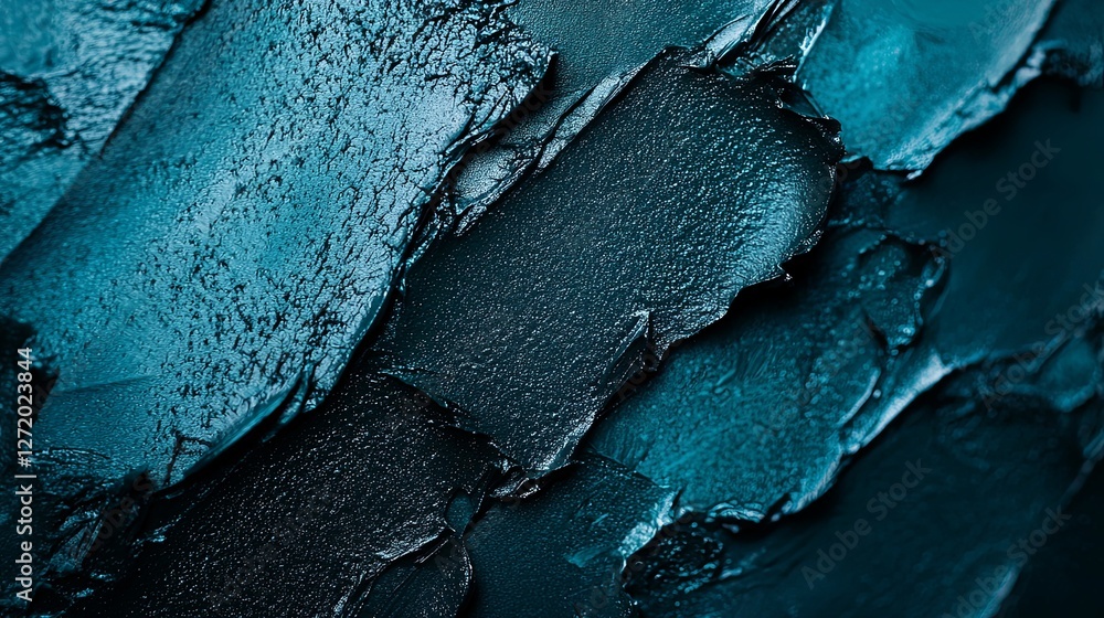 Poster close-up of textured blue paint strokes creating dynamic abstract artwork