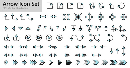 Black and blue icon set with arrows vector illustration design.