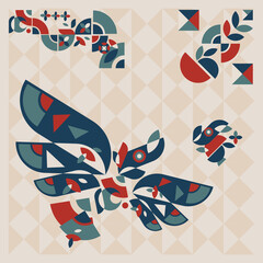 Abstract Geometric Shapes Artwork. Hornbill in the wilderness from another perspective.