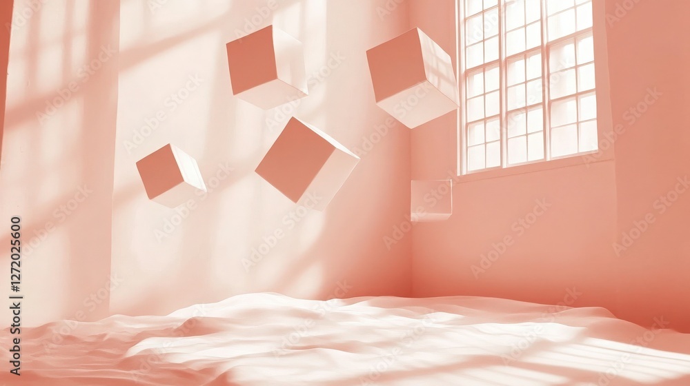 Aufkleber dreamy floating cubes. floating cubes create a dreamy, abstract scene with translucent layers, bathe