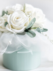 wedding bouquet of white roses