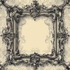 Ornate decorative frame with baroque floral design and blank space
