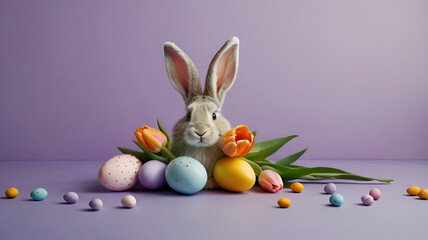 Fototapeta premium easter bunny and eggs