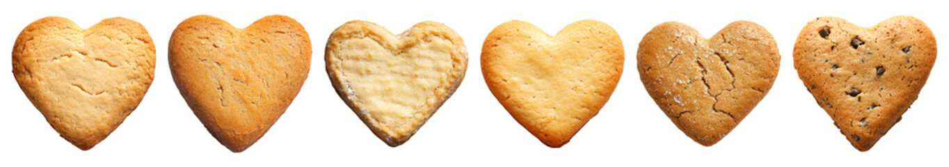 Six Delicious Heart-Shaped Cookies Sweet Treats for Valentines Day