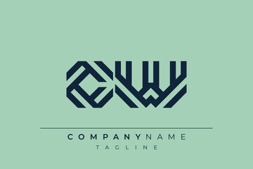 CW minimal line logo. Letter C and W vector line logo design.