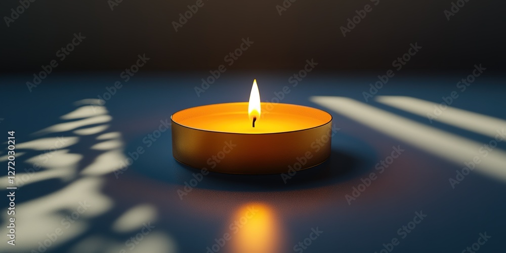 Poster soft candlelight flickering in a dimly lit space casting gentle shadows on a surface