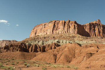 Fototapeta premium Capital Reef National Park in Utah overlooking rock formations and mountains 