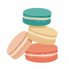 Colorful French Macarons – Stacked Gourmet Dessert Pastry Illustration, Elegant Sweet Treats for Bakery