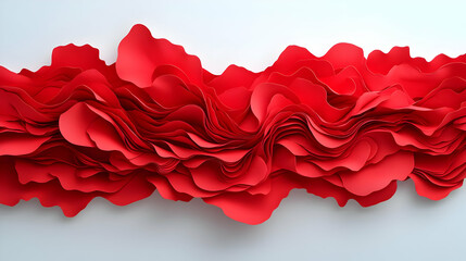 Abstract red paper wave design, white background