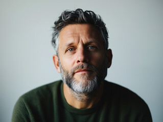 Obraz premium An Intense Portrait of an Adult Man: Capturing Depth, Character, and Emotion Through the Artful Play of Light and Shadow
