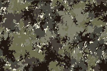 Abstract hunting camouflage, seamless texture, military camouflage pattern, Army or hunting dark khaki green camo clothes. Camouflage wallpaper for textile and fabric. Fashion camo style. Vector
