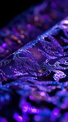 Obraz premium Purple fabric, ornate pattern, bokeh lights.